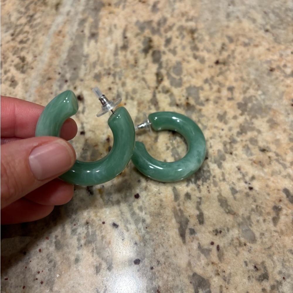 Matilda Hart Elegant Green Hoop Earrings